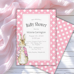Rosa Bunny Rabbit Baby Shower Inbjudningar
