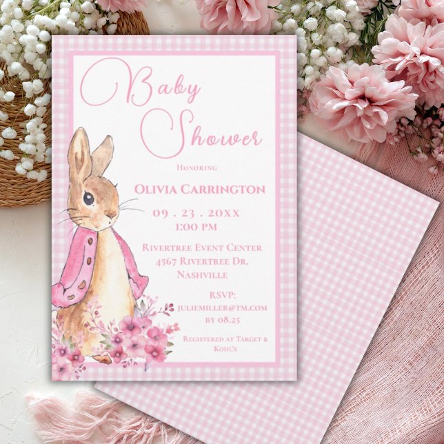 Rosa Bunny Rabbit Baby Shower Inbjudningar (Skapare uppladdad)