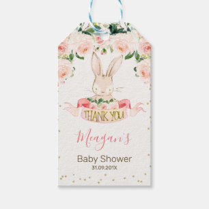 Rosa Bunny Rabbit Baby Shower-Tack favorittaggar Presentetikett