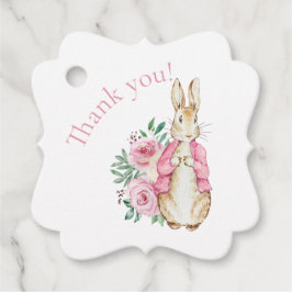 Rosa Bunny Rabbit Blommigt Baby Shower Gåvor Etiketter