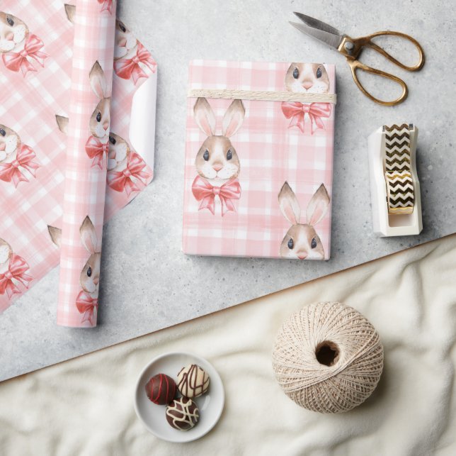 Rosa Bunny Rabbit Gift Presentpapper (Hantverk)