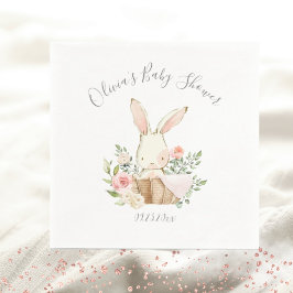 Rosa  Bunny Rabbit Girl Baby Shower Pappersservett