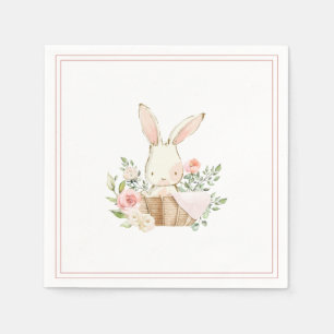 Rosa Bunny Rabbit Girl Baby Shower Pappersservett