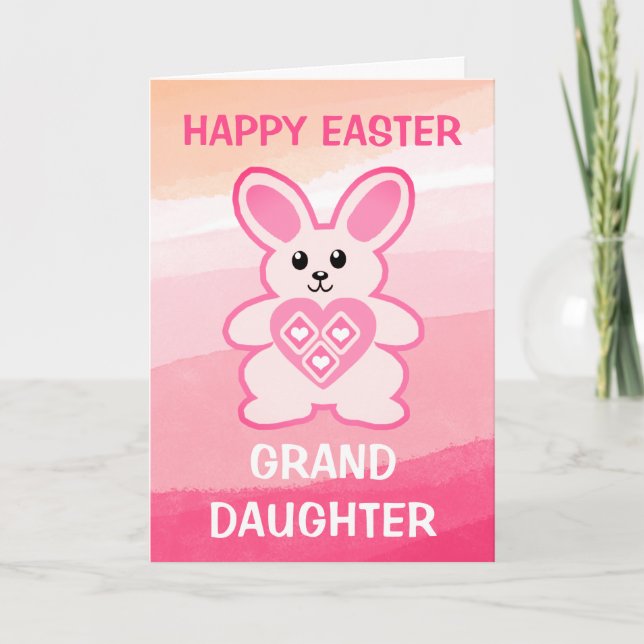 Rosa Bunny Rabbit Granddotter Photo Påsk Card Kort (Framsida)