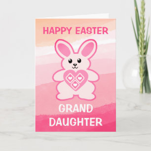 Rosa Bunny Rabbit Granddotter Photo Påsk Card Kort