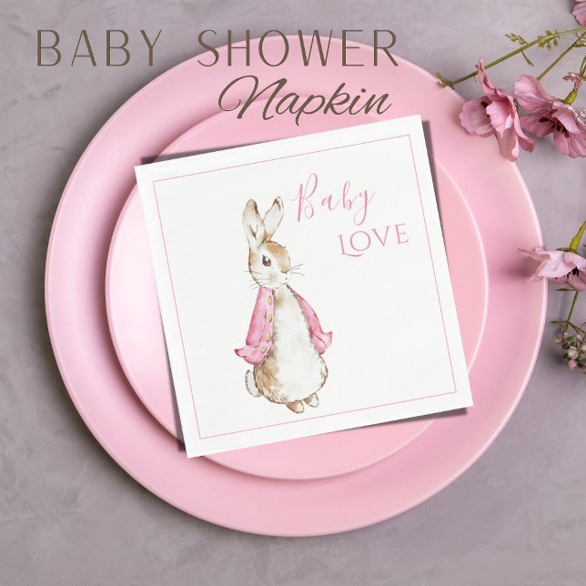 Rosa Bunny Rabbit Rosa Baby Shower Pappersservett (Skapare uppladdad)