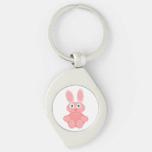 ROSA BUNNY RABBIT SWIRL SILVERFÄRGAD NYCKELRING