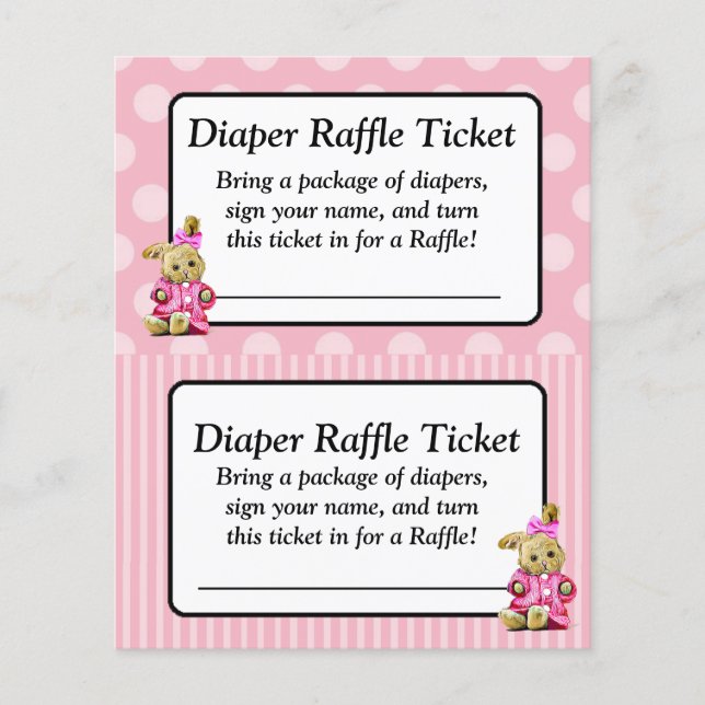Rosa Bunny Rosa Baby Shower Raffle Biljett Flygblad (Framsidan)
