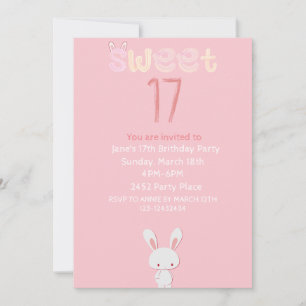 rosa bunny söt sjutton britdagar inbjudningar