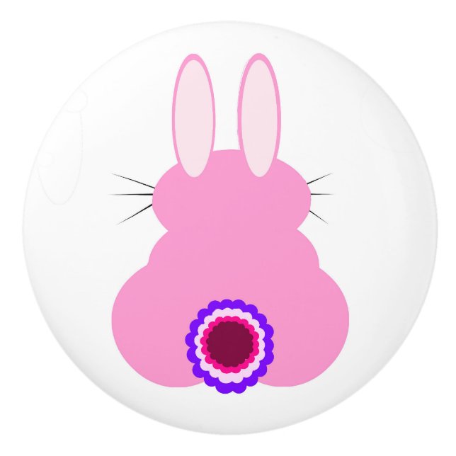 Rosa Bunny White Ceramic pull Knopp (Framsidan)