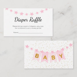 Rosa Bunting Flaggor Baby Shower Diaper Raffle Tilläggskort