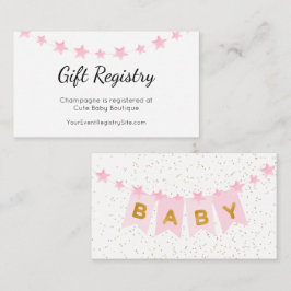 Rosa Bunting Flaggor Baby Shower Gift Register Tilläggskort