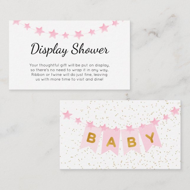 Rosa Bunting Flaggor Baby Shower Visning Shower Tilläggskort (Fram/baksida)