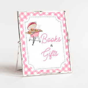Rosa Burger BBQ Baby Shower Bokar och presenter Poster