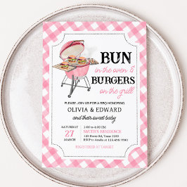 Rosa Burger BBQ Baby Shower Inbjudningar