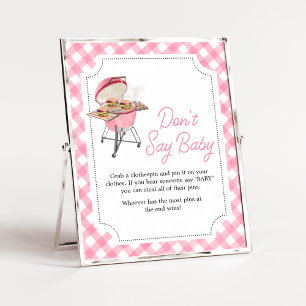 Rosa Burger BBQ Baby Shower Säg inte Baby Poster