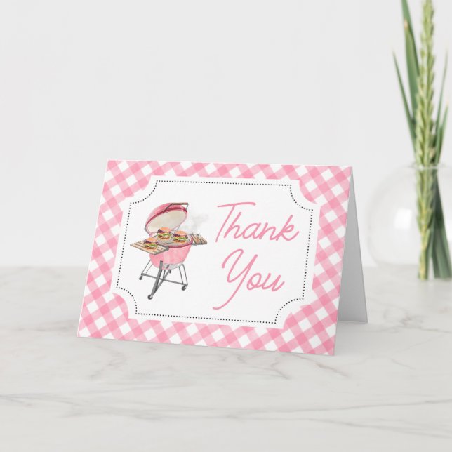 Rosa Burger BBQ Baby Shower Tack Kort (Framsida)