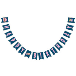 Rosa Burger och Fries Grattis på födelsedagen Vimplar