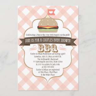 Rosa Burger Par BBQ Baby Shower-inbjudningar Inbjudningar