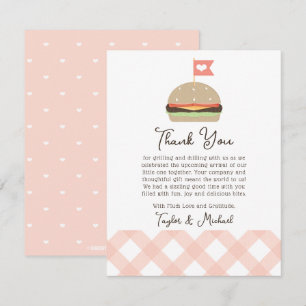 Rosa Burger Par BBQ Baby Shower Tack för ditt kort