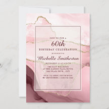 Rosa Burgunder Guld Marmor Agat 60-årsdag