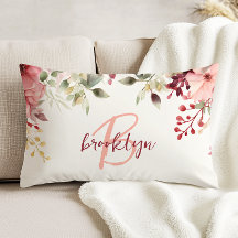 Rosa Burgunder Rosa Blommig Monogram Skrift 