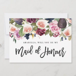 Rosa, burgundi och fig blommigt maid of honor