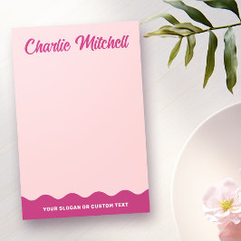 Rosa burgundtext vågigt gräns eget namn post-it block