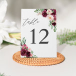 Rosa & Burgundy Blommigt 7 Bordsnummer<br><div class="desc">Pressa upp bröllop eller party bord med ditt Rosa & Burgundy Blommigt 7-Bordsnummer-kort.</div>