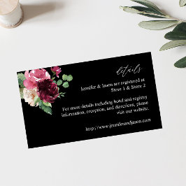 Rosa & Burgundy Blommigt 7 - svart Tilläggskort