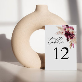 Rosa & Burgundy Blommigt Boho Bordsnummer