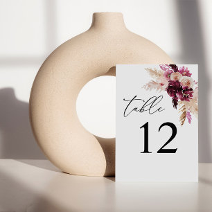 Rosa & Burgundy Blommigt Boho Bordsnummer