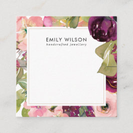 ROSA BURGUNDY  BLOMMIGT BRACELET VISNING CARD FYRKANTIGT VISITKORT