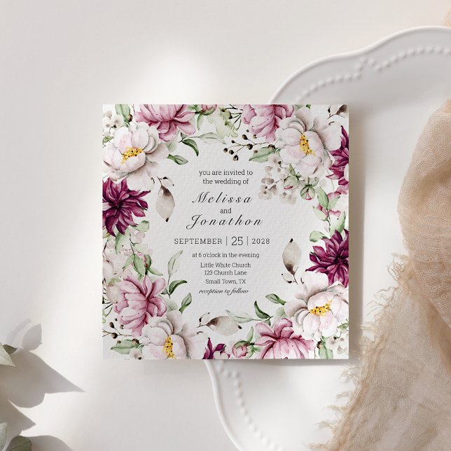 Rosa Burgundy Blommigt Bröllop (Skapare uppladdad)