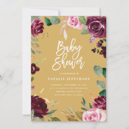 Rosa, burgundy, + blommigt för vattenfärg och skri