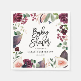 Rosa, burgundy, + blommigt för vattenfärg och skri pappersservett