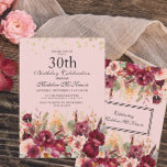 Rosa Burgundy Blommigt Guld Glitter 30års födelsed Inbjudningar<br><div class="desc">Elegantens rosa och blommigt för burgundiska vattenfärger och 30års födelsedag-festinbjudan med guld glitter. Kontakta mig om du behöver hjälp med anpassning eller om du vill be om ytterligare matchning eller samordning av Zazzle-produkter för firande.</div>