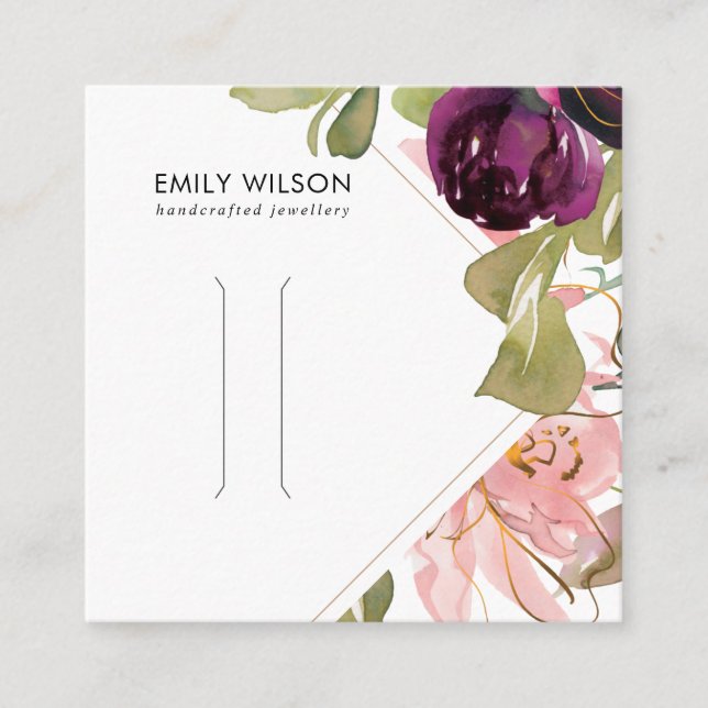 ROSA BURGUNDY  BLOMMIGT HAIR CLIP VISNING CLIP-KOR FYRKANTIGT VISITKORT (Framsida)