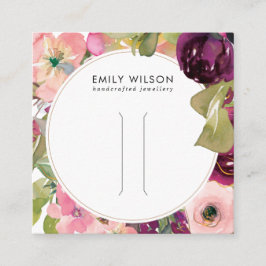 ROSA BURGUNDY  BLOMMIGT HAIR CLIP VISNING CLIP-KOR FYRKANTIGT VISITKORT