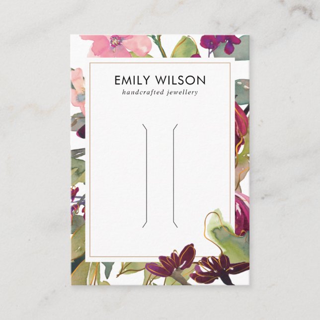 ROSA BURGUNDY  BLOMMIGT HAIR CLIP VISNING CLIP-KOR VISITKORT (Framsida)