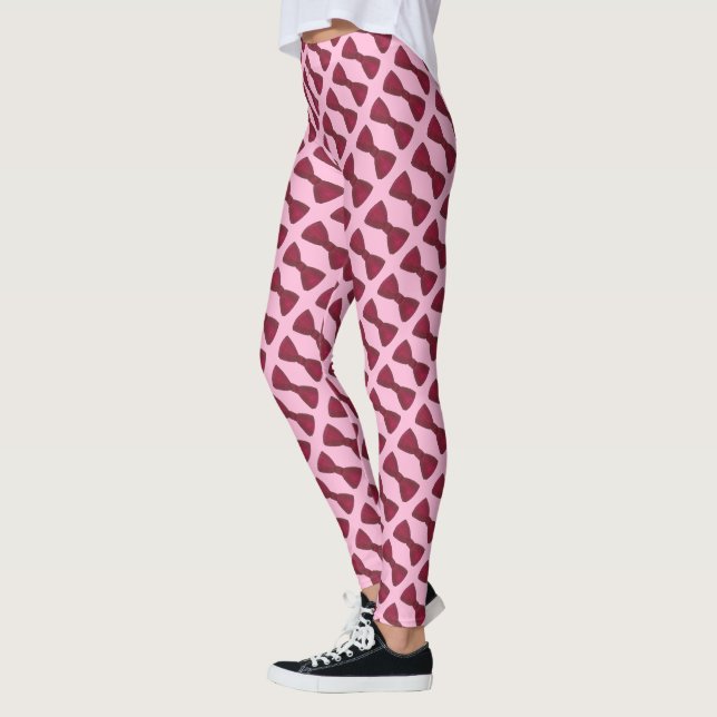 Rosa Burgundy Bow Tie Bowtie Prom Bröllop Leggings (Vänster)