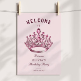 Rosa Burgundy Princess Krona Välkomstdag Poster