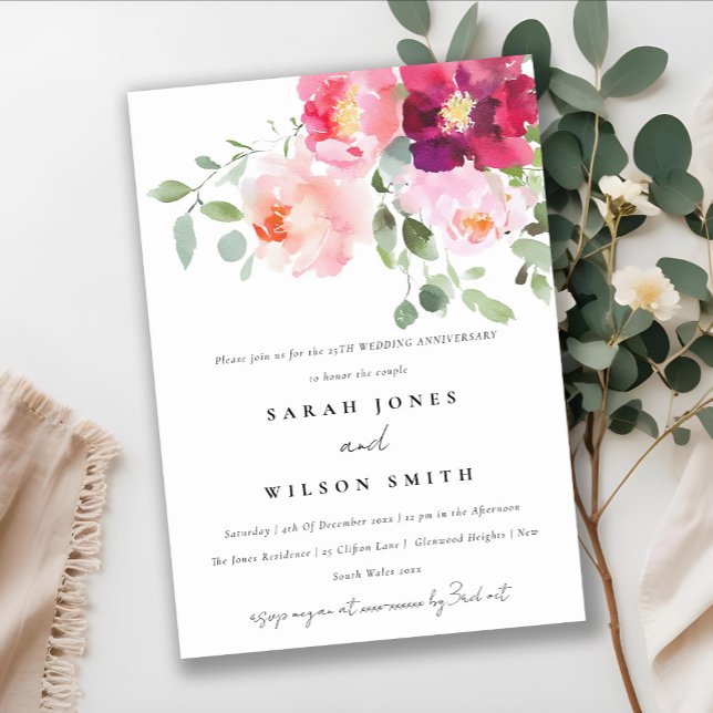 Rosa  Burgundy Ro Bröllop-årsdagen Inbjudningar (Skapare uppladdad)