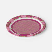 Rosa Burgundy Ro och Grönt Pappra Tallrikar