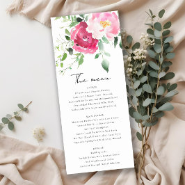Rosa Burgundy Ro Watercolor Bröllop Menu Inbjudningar