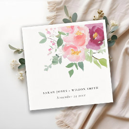 Rosa Burgundy Ro Watercolor Bröllop Pappersservett