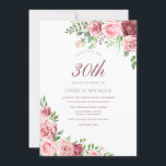 Rosa Burgundy  Womans 30års födelsedag Inbjudan<br><div class="desc">Rosa Burgundy  Womans 30års födelsedag Inbjudan Elegant Blommigt Rosa Burgundy Design. Variationer i inbjudan och matchande artiklar i vår butik</div>