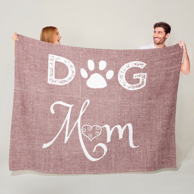 Rosa Burlap Hund Fleece Blanket (På plats)