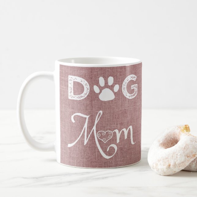 Rosa Burlap Hund-kaffe Mamma-kaffe Mugg (Med munk)