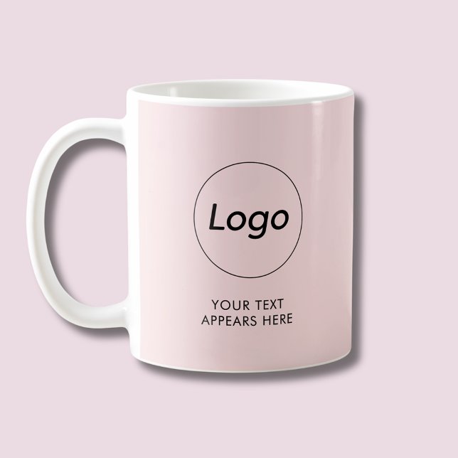  Rosa Business Company Logotyp Mugg (Logo small business promotional pink coffee mug)